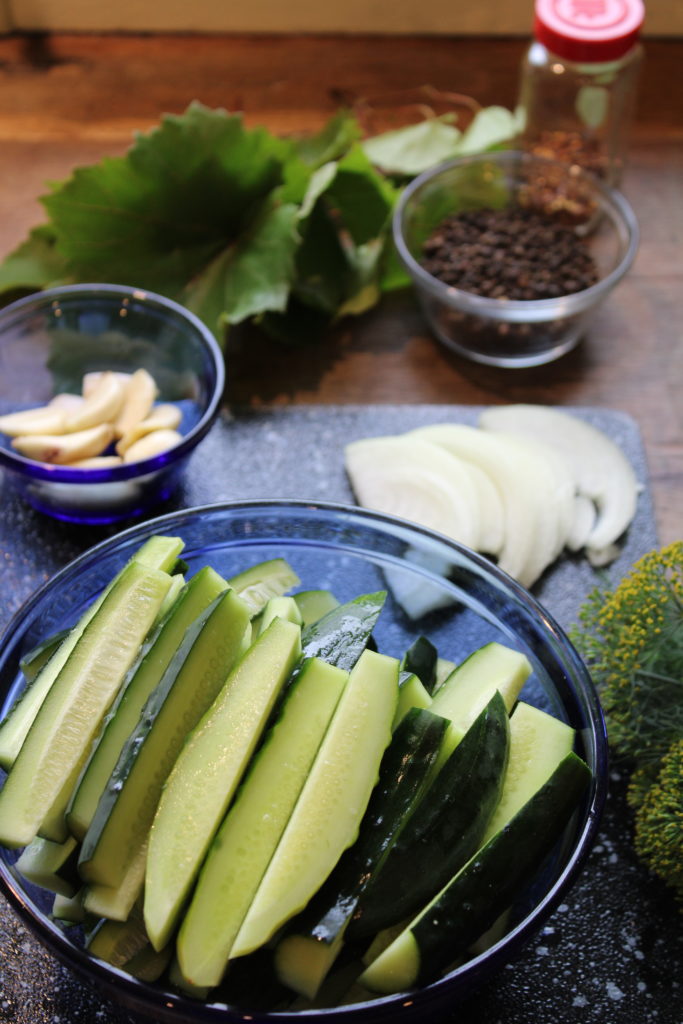 showing the ingredients to crunch fridge pickles