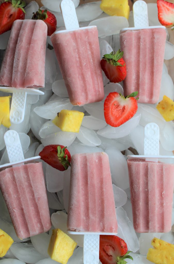 homemade strawberry and pineapple popsicles