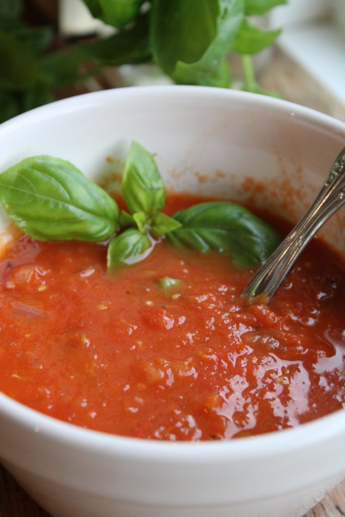 a bowl of simple fresh roasted marinara sauce